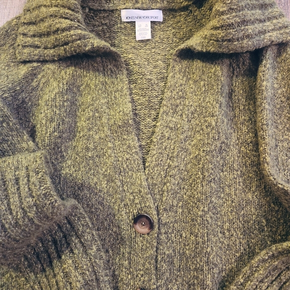 Jones New York Green Cardigan Sweater Cable XL - Picture 3 of 6